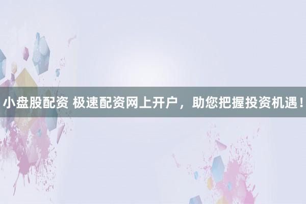 小盘股配资 极速配资网上开户，助您把握投资机遇！