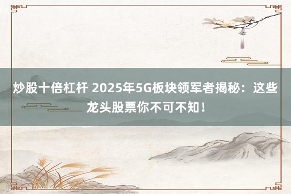 炒股十倍杠杆 2025年5G板块领军者揭秘：这些龙头股票你不可不知！