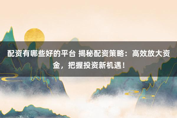 配资有哪些好的平台 揭秘配资策略：高效放大资金，把握投资新机遇！