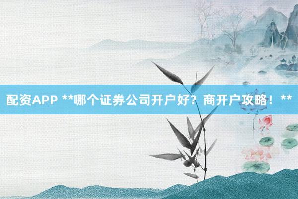 配资APP **哪个证券公司开户好？商开户攻略！**