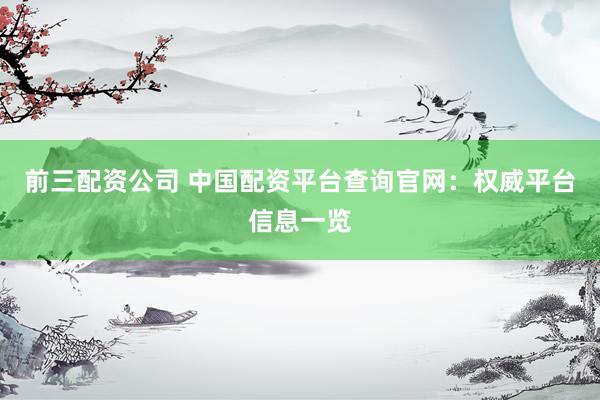 前三配资公司 中国配资平台查询官网：权威平台信息一览