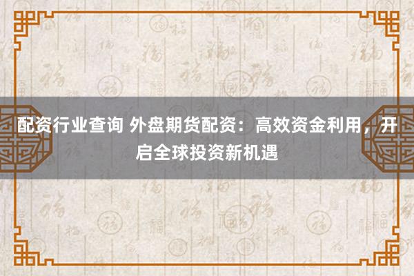 配资行业查询 外盘期货配资：高效资金利用，开启全球投资新机遇